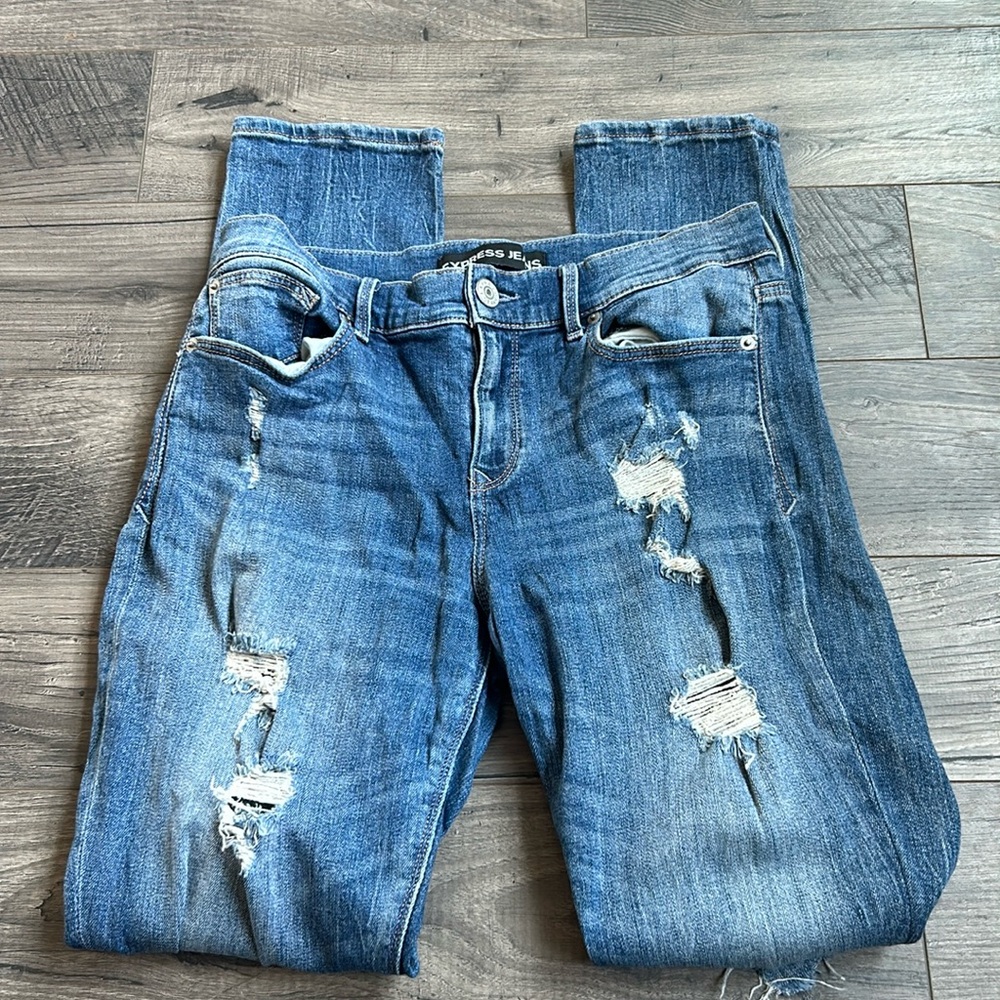 Express distressed skinny jeans